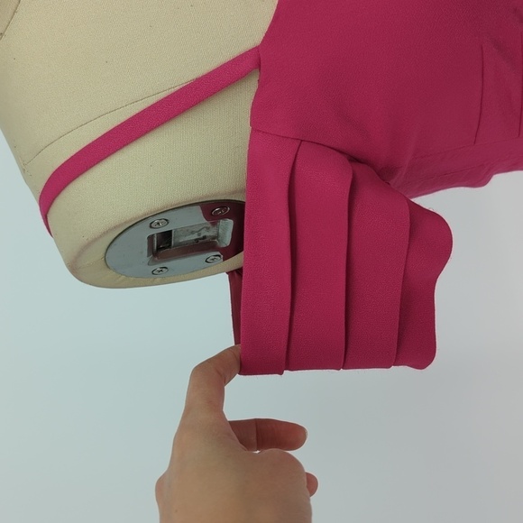 SHELL N Off Shoulder Front Pleat Dress Pink XS preppy cocktail wedding classic - Picture 4 of 5